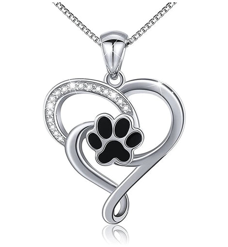 Dog Footprints Heart Necklace