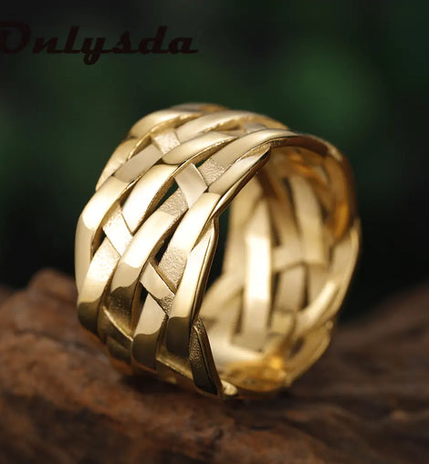 Vintage Weave Stainless Steel Rings