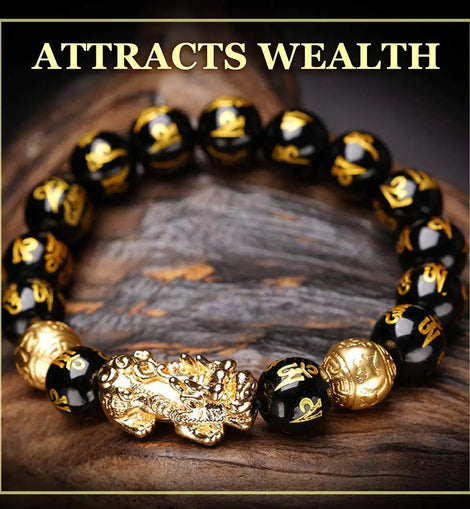 The Wealth Attractor Feng Shui Black Obsidian Bracelet