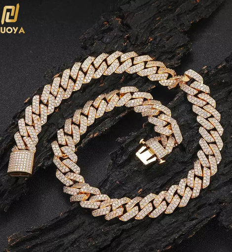 Gold Plated Iced Out Chain for Men and Women Cuban Chain Necklace