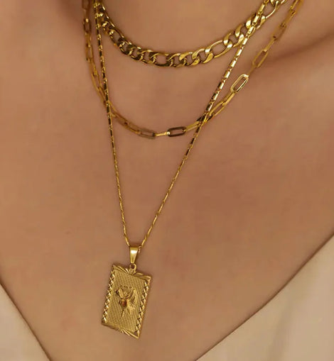 Gold Geo Floral Necklace